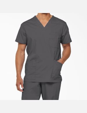 Pewter Gray Dickies EDS Signature V-Neck Top Scrubs | 645CGXNIB