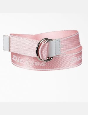 Pink Dickies D-Ring Logo Print Web Belts & Suspenders | 697VDFPER