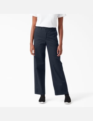 RDark Navy Dickies High Rise Wide Leg Twill Pants | 108SKNCJX