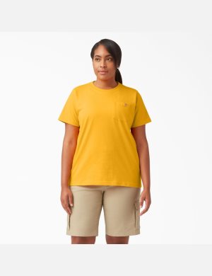 Radiant Yellow Dickies Plus Heavyweight Short Sleeve T-Shirts | 053CXUMVP