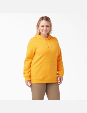 Radiant Yellow Dickies Plus Heavyweight Logo Sleeve Hoodies | 375WZVUPR