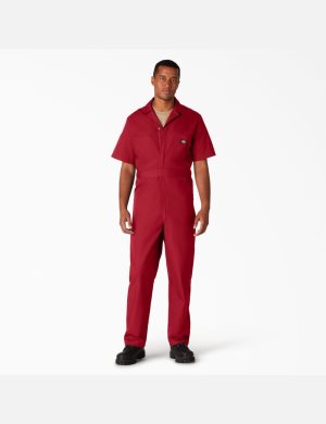 Red Dickies Short Sleeve Coveralls | 925RQKFAO