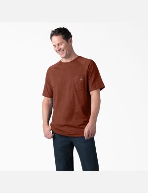 Red Rock Heather Dickies Cooling Short Sleeve T-Shirts | 765ZBWSAR