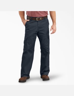 Rinsed Dark Navy Dickies Loose Straight Leg Cargo Pants | 201ASTKVP