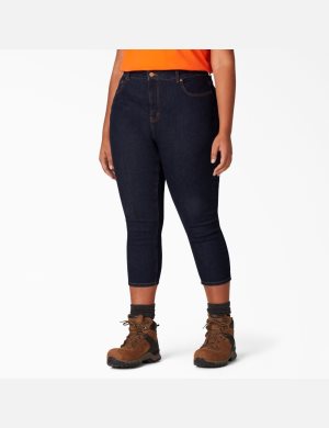 Rinsed Indigo Blue Dickies Plus Perfect Shape Jeans | 879ZODNMW