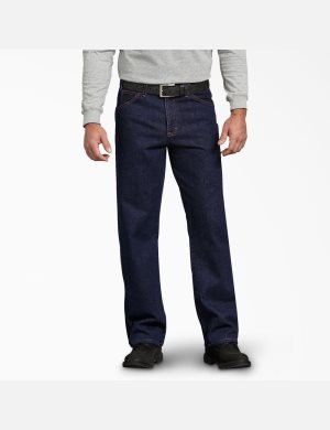 Rinsed Indigo Blue Dickies Regular Straight Fit Denim Jeans | 596BWSYQK