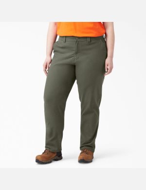 Rinsed Moss Green Dickies Plus Duck Carpenter Pants | 627KYLPRW