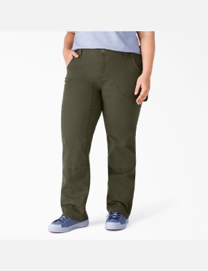 Rinsed Moss Green Dickies Plus Duck Double-Front Pants | 104EOIDLM