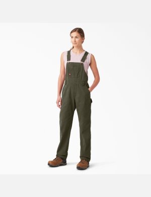 Rinsed Moss Green Dickies Relaxed Fit Bib Overalls | 401TSUKLX