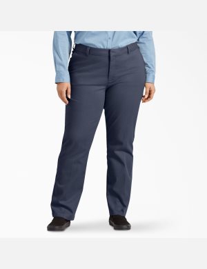 Rinsed Navy Dickies Plus Perfect Shape Straight Leg Pants | 804ICNMSQ