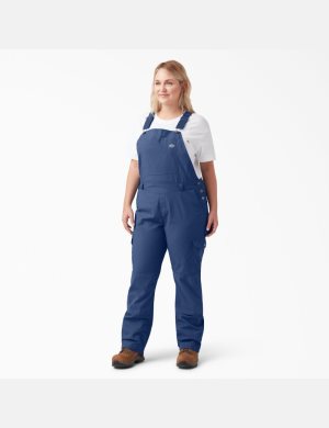 Rinsed Retro Indigo Dickies Plus Cooling Ripstop Bib Coveralls & Overalls | 693TMBPUZ