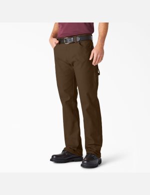 Rinsed Timber Brown Dickies Relaxed Straight Leg Heavyweight Duck Pants | 304IAUROY