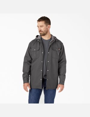 Slate Gray Dickies Hydroshield Duck Hooded Shirt Jackets | 584UZCBSO