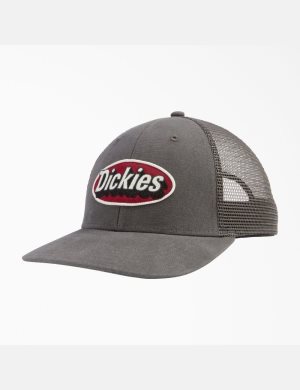 Slate Gray Dickies Patch Logo Trucker Hats | 958LDYJPQ