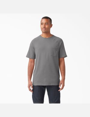 Smoke Gray Dickies Cooling Short Sleeve T-Shirts | 532ZPDHVA