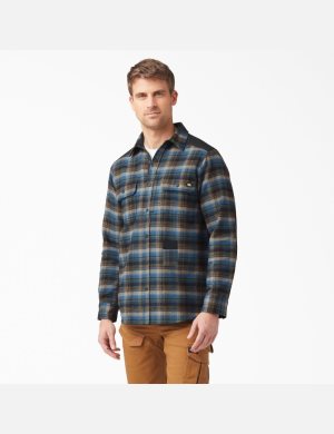 Southern Fall Plaid Dickies Heavyweight Brawny Flannel Shirt Button Up | 153RXAWGT