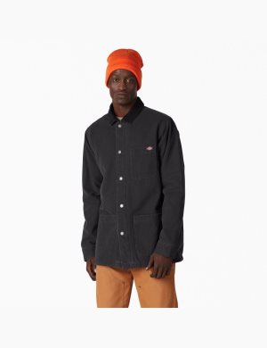 Stonewashed Black Dickies Stonewashed Duck Lined Chore Coats & Jackets | 683NCQTLE