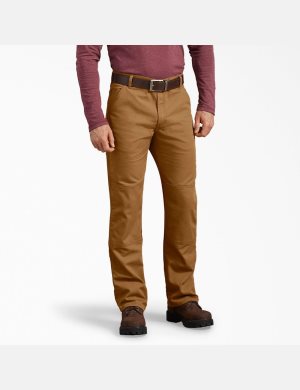 Stonewashed Brown Duck Dickies Regular Duck Double Knee Pants | 937QIVDCJ