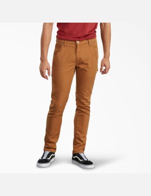 Stonewashed Brown Duck Dickies Slim Tapered Leg Duck Carpenter Pants | 659EHTQKL