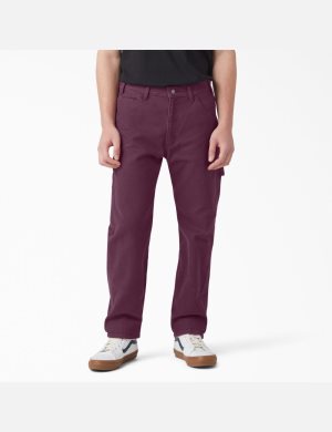 Stonewashed Grape Wine Dickies Stonewashed Duck Carpenter Pants | 036VSFUMZ