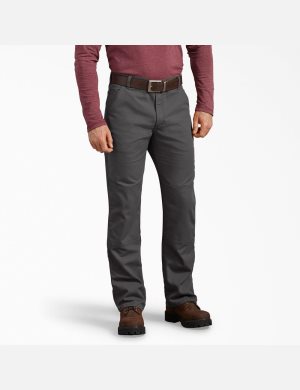 Stonewashed Gray Dickies Regular Duck Double Knee Pants | 687SLDHWX