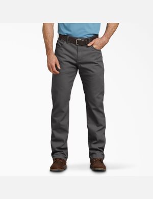 Stonewashed Gray Dickies Regular Fit Straight Leg Duck Work Pants | 851QWHJSO