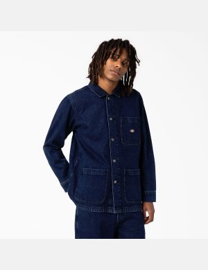 Stonewashed Indigo Blue Dickies Denim Chore Coats & Jackets | 761OITWQN