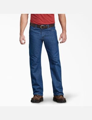 Stonewashed Indigo Blue Dickies Relaxed Fit Carpenter Jeans | 287DYXBWH