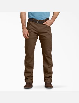 Stonewashed Timber Brown Dickies Regular Fit Straight Leg Duck Work Pants | 146HTAJUM