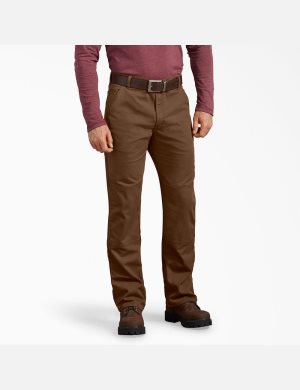 Stonewashed Timber Brown Dickies Regular Duck Double Knee Pants | 652ZQISGV