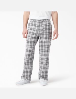 Ultimate Gray Plaid Dickies Flat Front Plaid Pants | 781TIPQVF