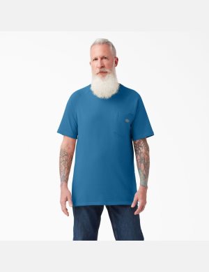 Vallarta Blue Dickies Cooling Short Sleeve Shirts | 475EPFWON