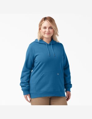 Vallarta Blue Dickies Plus Heavyweight Logo Sleeve Hoodies | 617SGXAZY