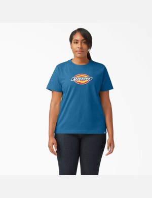 Vallarta Blue Dickies Plus Logo Graphic Tops | 637NGBQST