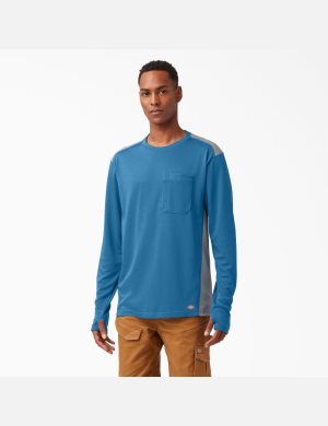 Vallarta Blue Dickies Temp-iQ 365 Long Sleeve T-Shirts | 945KBDMJX