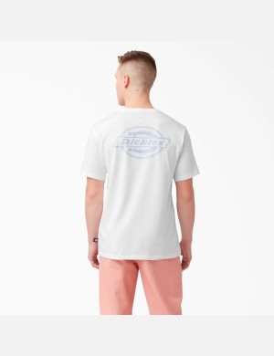 White Dickies Back Logo Graphic T-Shirts | 390EDTIUF