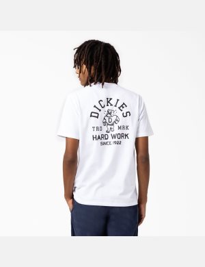 White Dickies Cleveland Short Sleeve Graphic T-Shirts | 062WSEJAT