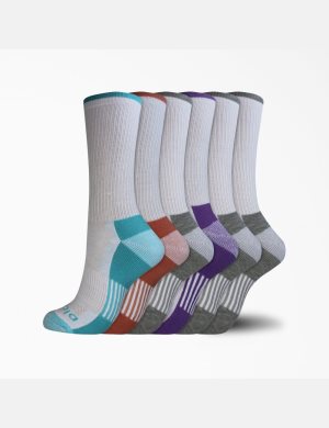 White Dickies Moisture Control Crew Socks | 396VEZALG