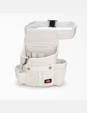 White Dickies Painters 8-Pocket Utility Pouch & Padded Set Tool Bags | 045MVALGN