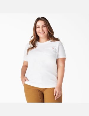 White Dickies Plus Heavyweight Short Sleeve Tops | 908KHPQUG