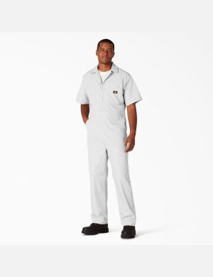 White Dickies Short Sleeve Coveralls | 402MHFPKC