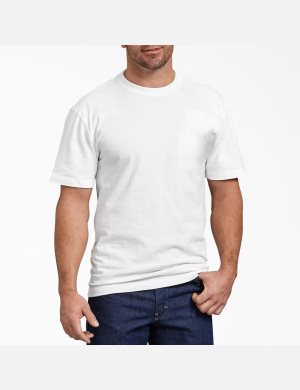 White Dickies Short Sleeve Heavyweight Crew Neck T-Shirts | 738AUFXCW