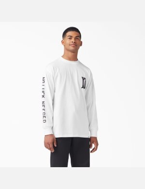 White Dickies Union Springs Long Sleeve T-Shirts | 827AYXUOS