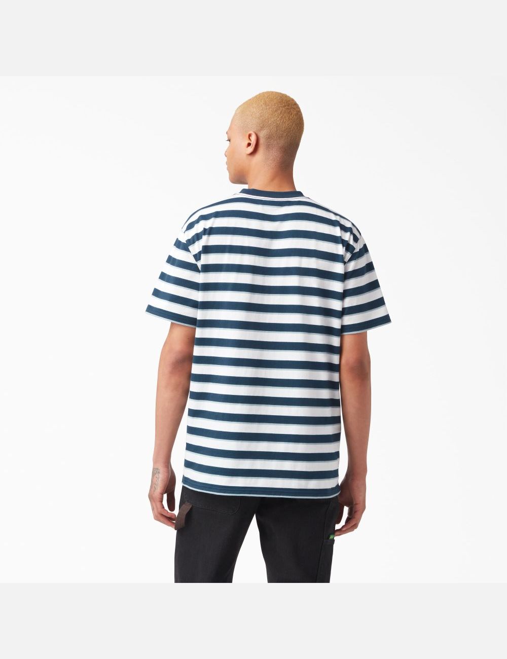 Airforce Blue Stripe Dickies Vincent Alvarez Striped T-Shirts | 701QORILW