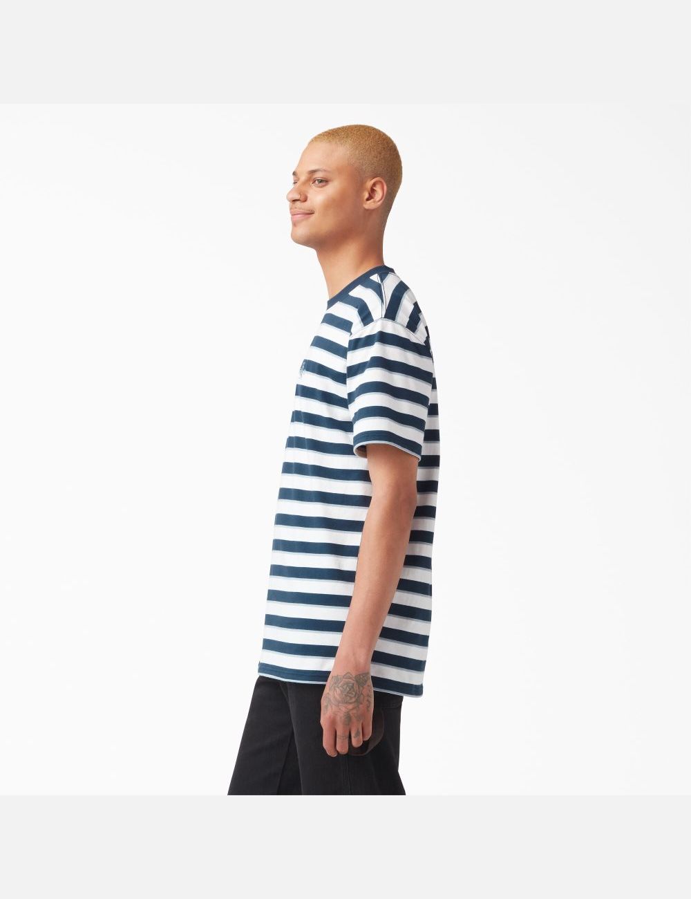 Airforce Blue Stripe Dickies Vincent Alvarez Striped T-Shirts | 701QORILW