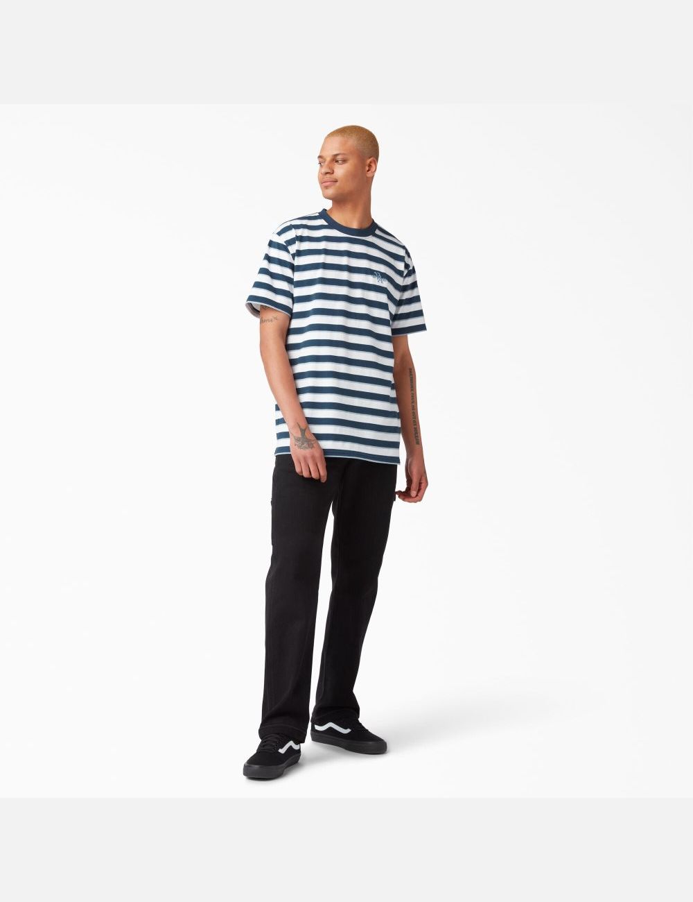 Airforce Blue Stripe Dickies Vincent Alvarez Striped T-Shirts | 701QORILW