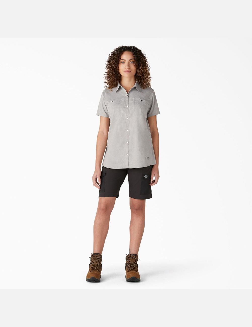 Alloy Heather Dickies Cooling Short Sleeve Work Shirt Button Up | 316AKHZLG