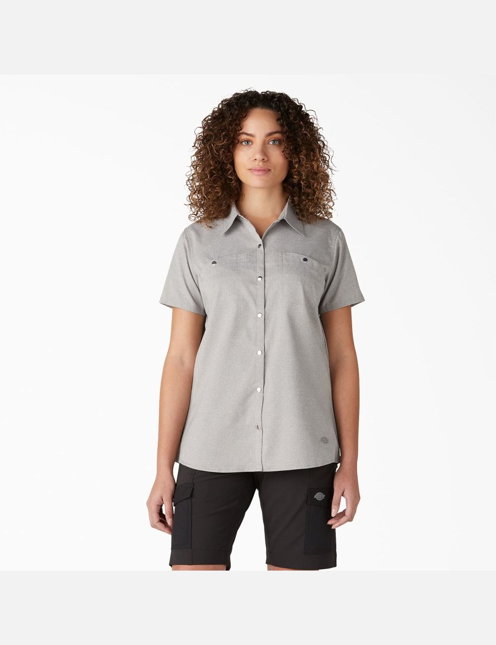 Alloy Heather Dickies Cooling Short Sleeve Work Shirt Button Up | 316AKHZLG