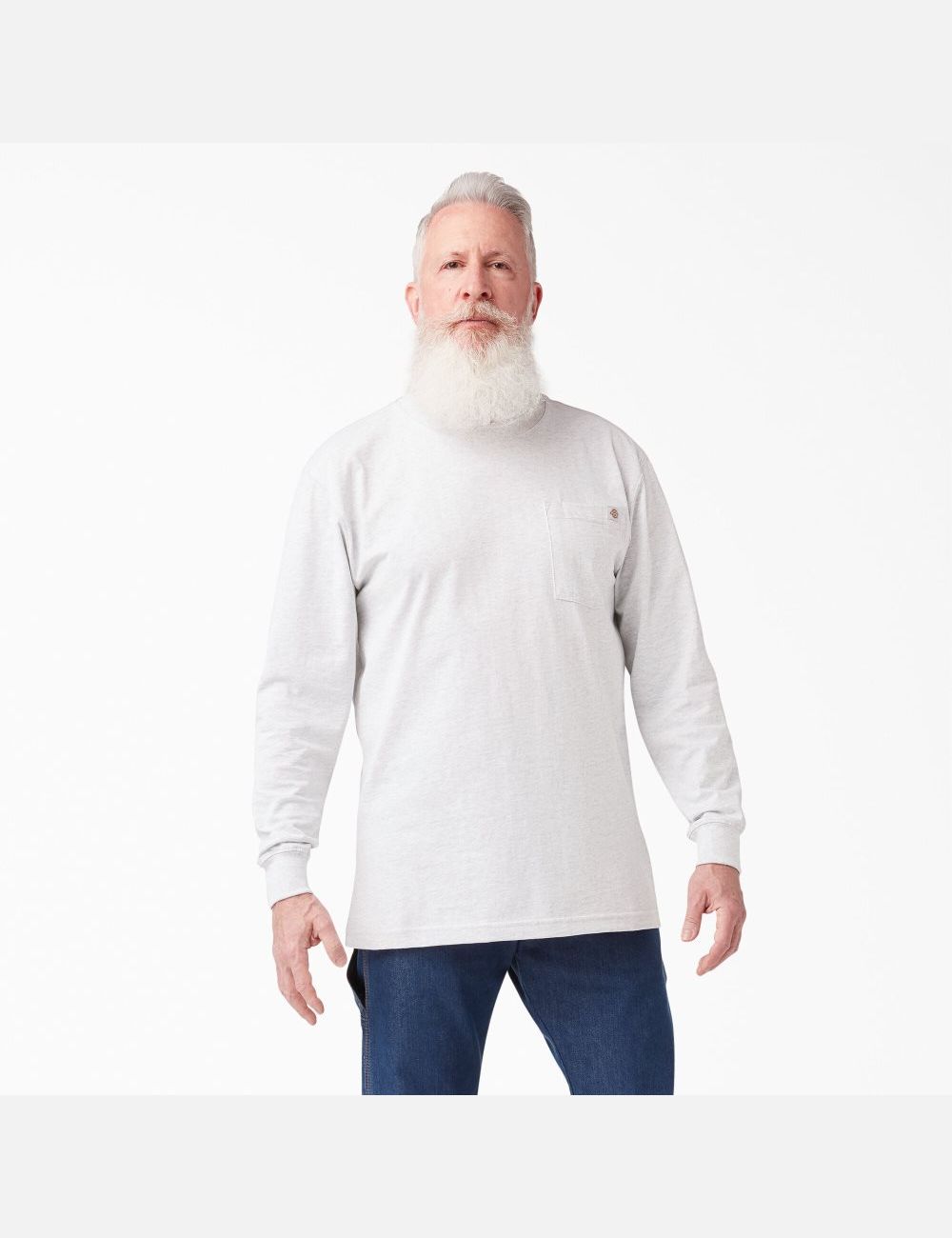 Ash Gray Dickies Heavyweight Crew Neck Shirts | 185VNOHPE