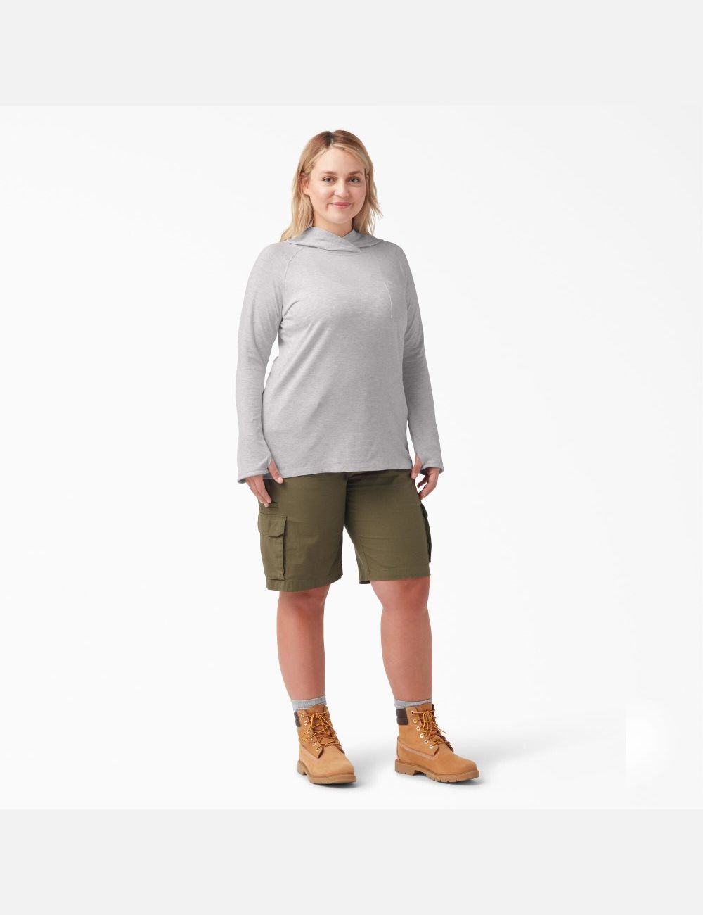 Ash Gray Dickies Plus Cooling Performance Tops | 739UYNCZH